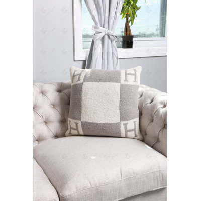 Initial "H" Luxury Soft Cushion Cover - GRAY