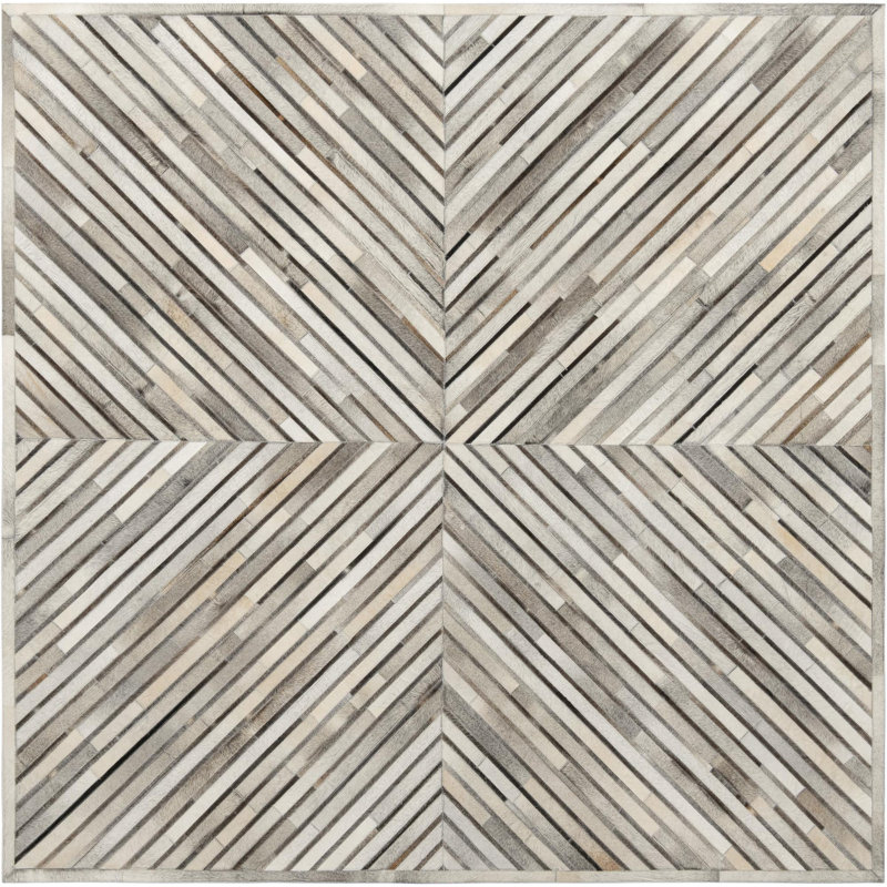  X Tiles Cowhide Leather Rug, Square 7'10"