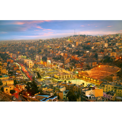 Night Lights Of Amman Capital Of Jordan by Silverjohn - Wrapped Canvas Print