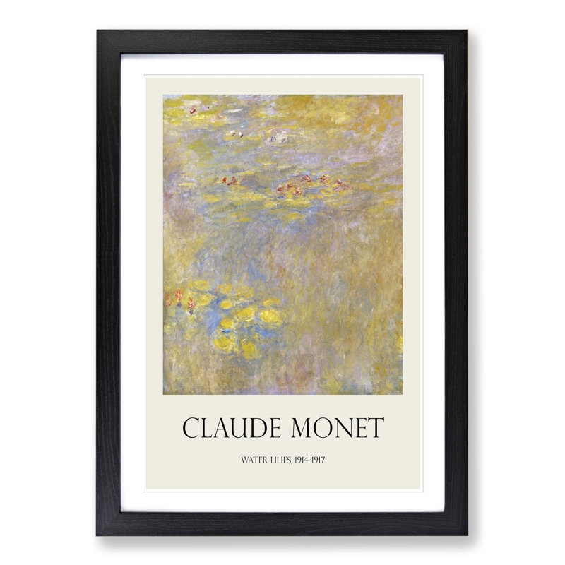 Water Lilies Lily Pond Vol.30 by Claude Monet - Picture Frame Art Prints, 48cm H x 36cm W x 2cm D, Black Framed
