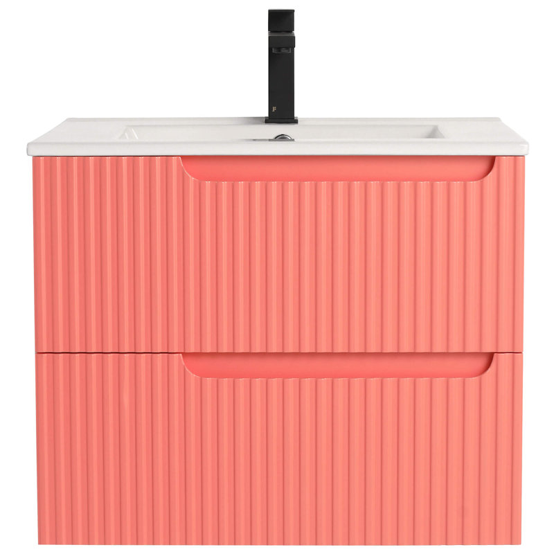 Meuble-lavabo moderne avec façades de tiroirs Citiscape, Rose corail
