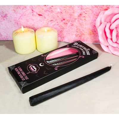 Set Of 4 Witchcraft Ritual Spell Vampire Tears Dripping Pink Black Taper Candles