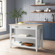 Wade Logan Houchin Kitchen Island with Granite Top with Locking Wheels Base Finish: White Wayfair 36H X 30W X 17D