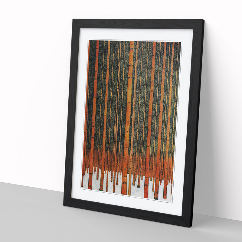 FRM-V0523-45X Abstract Winter Forest Vol.2 1 Piece Single Picture Frame Wall Art, 34cm H x 25cm W x 2cm D, Oak Framed