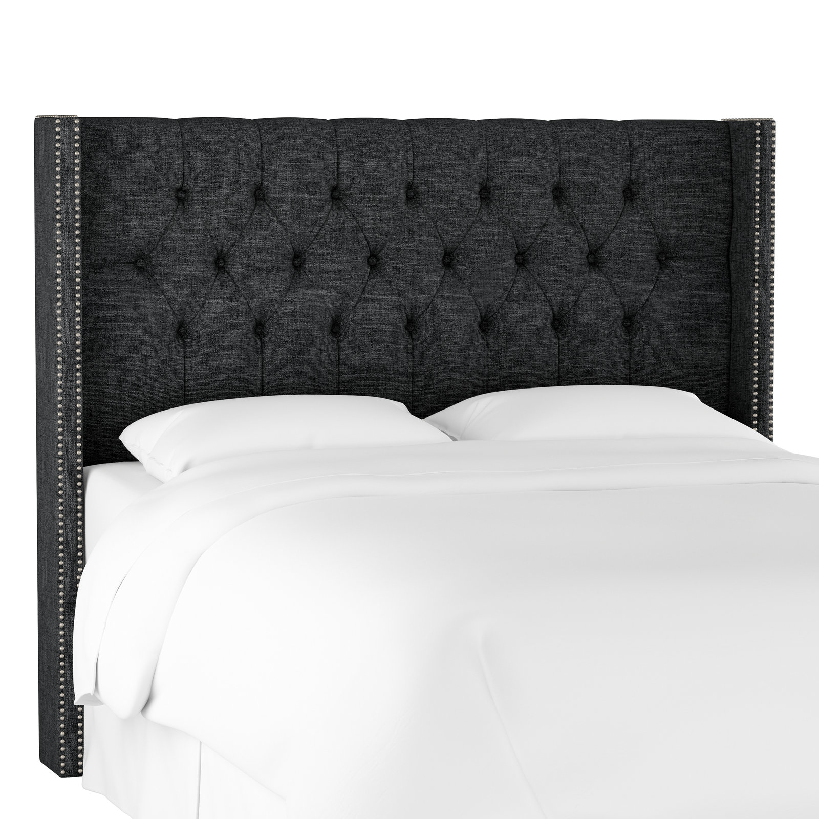 Knighten Upholstered Headboard, Full, Classic Linen Black