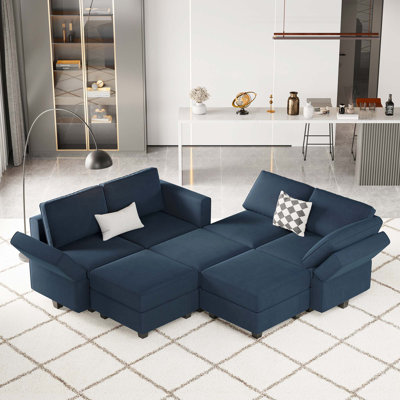Teangela 90.2'' Variable Sectional Module Love Shaped Upholstered Couch Velvet Sofa with Storage