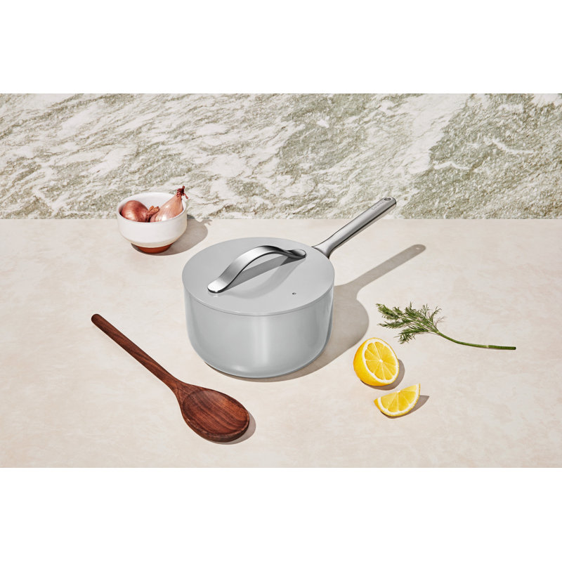 Caraway Nonstick Ceramic Saucepan, Gray, 3 quarts