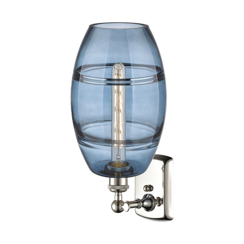 Applique murale en acier Bettylou, Nickel poli, H 10,88 po x l 8 po x P 8,13 po, Bleu princesse