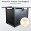 Table de foyer d'extérieur en acier, H 25 po x l 42 po, noire, table de configuration polyvalente en acier, élégante