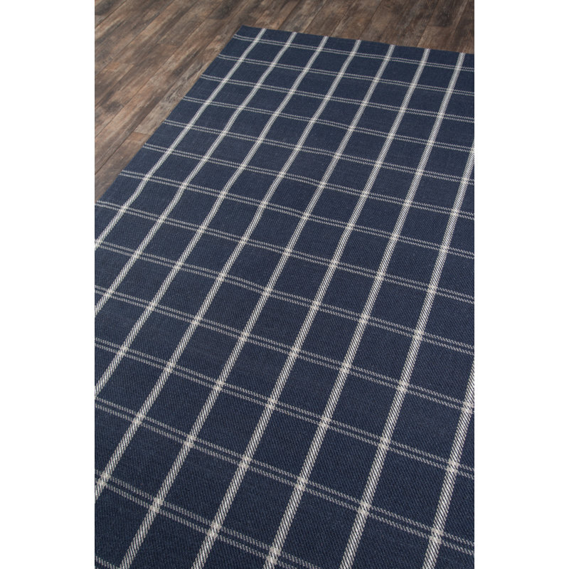 Marlborough Wool Plaid Area Rug in Navy, Rectangle 3'6" x 5'6"