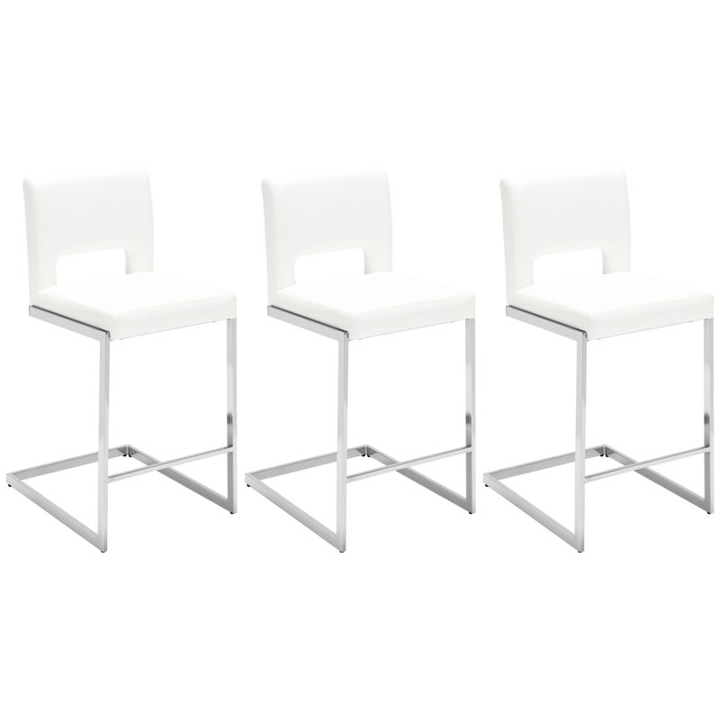 Tabouret de comptoir rembourré 26 po Daco, Blanc, 3