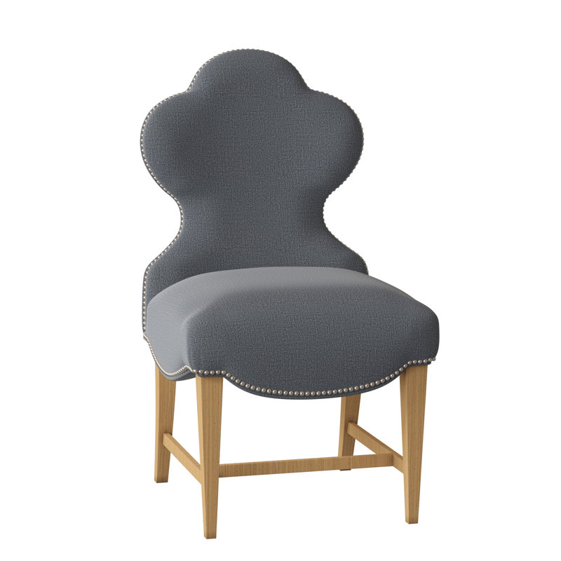 Ace Of Clubs Dining Chair, Polished Nickel Small, Filigree Ivory, Amber