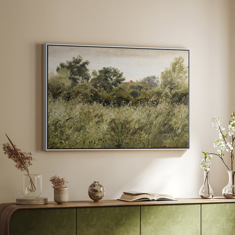 Paysage rétro - DCCDXCI - reproduction de cadre flottant sur toile, Blanc, H 17 po x l 25 po