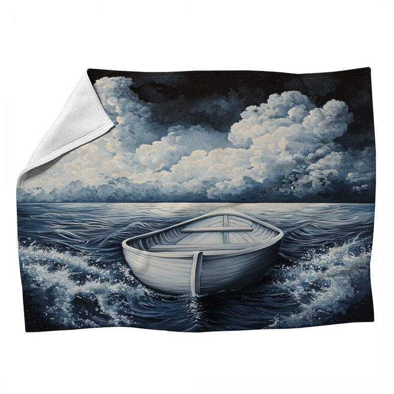 Jeté en molleton Nautical Boat - Jetés d'eau pour canapés ou lits, L 60 po x l 50 po