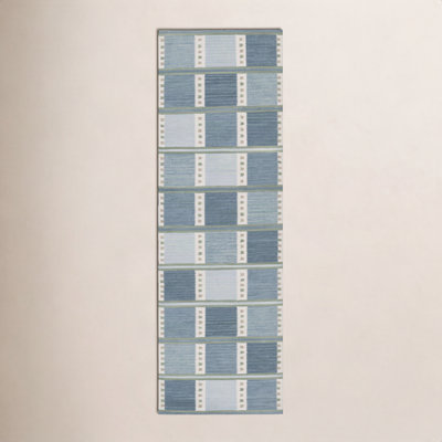 Freya Blue Hand-Woven Geometric Wool Rug