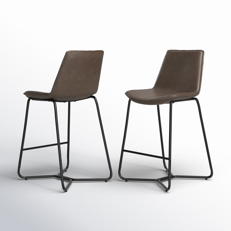Tabouret de bar et de comptoir Alivia, Similicuir brun, Tabouret de comptoir (assise de 26 po de hauteur)