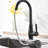 Black Kitchen Faucet With Pull Out - Brass Construction, Single Handle For Precise Water Control And Modern Look Pull-Down Temperature Flow Adjustment