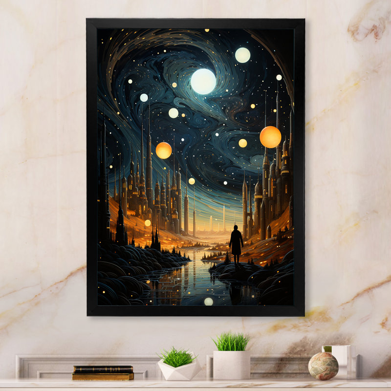 «Black Gold», science-fiction, Galactic Odyssey I, reproduction d'art sur toile, Cadre photo noir, H 20 po x l 12 po x P 1 po