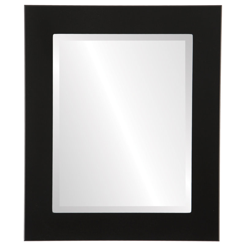 Menlo Wood Flat Wall Mirror, 20" H x 16" W, Matte Black