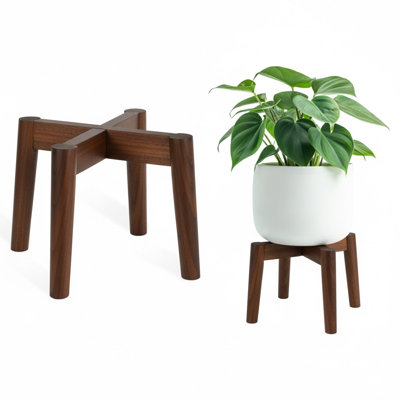 Support à plante d'intérieur en bois H 7,5 po x l 9,8 po en bois pour l'extérieur, support de pot pour plante en bois, support pour plante Boho, assemblage requis (à l'exception des plantes en pot)