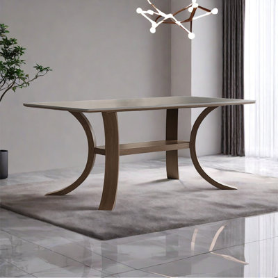 Wabi-sabi style rectangular solid wood rock table