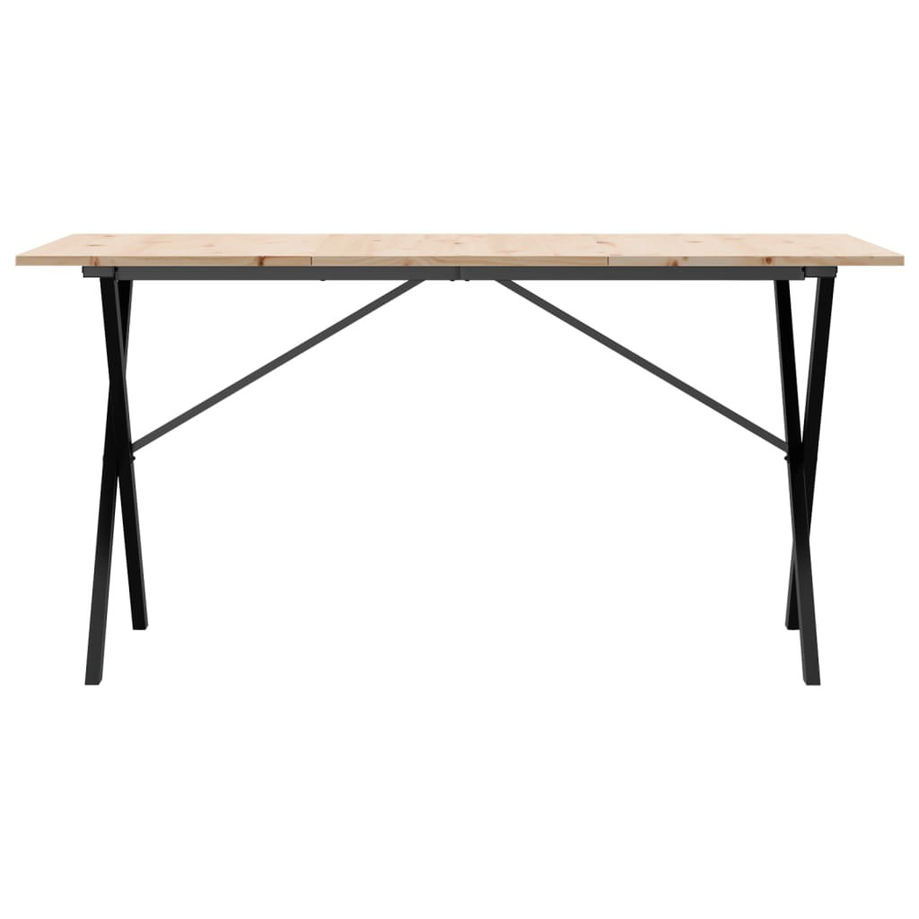 Vidaxl Dining Table X-Frame 160X80x75 Cm Solid Wood Pine And Steel, Brown - Image 3