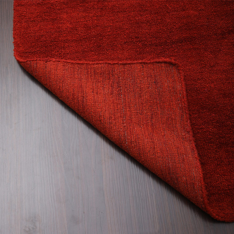 Tapis Manns en laine tissée à la main, écologique - 3 m x 4 m, rectangulaire, rouge, uni, épais et à poils longs, antidérapant, idéal pour le salon et la chambre.