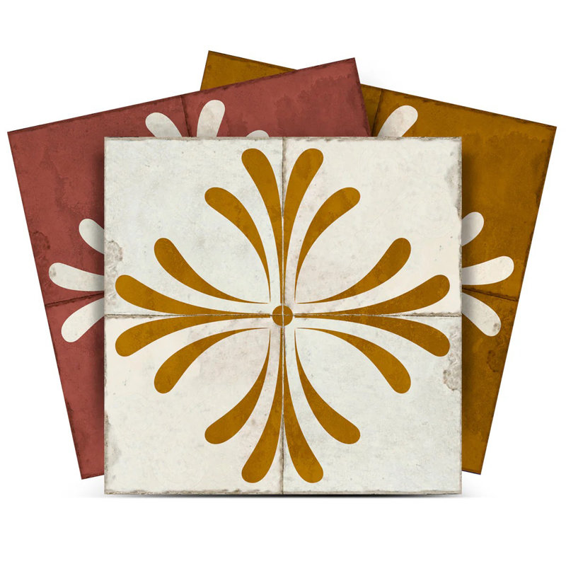 Carreau de mosaïque auto-adhésif en vinyle l 6 po x L 6 po, Brun / verge d'or foncé / beige