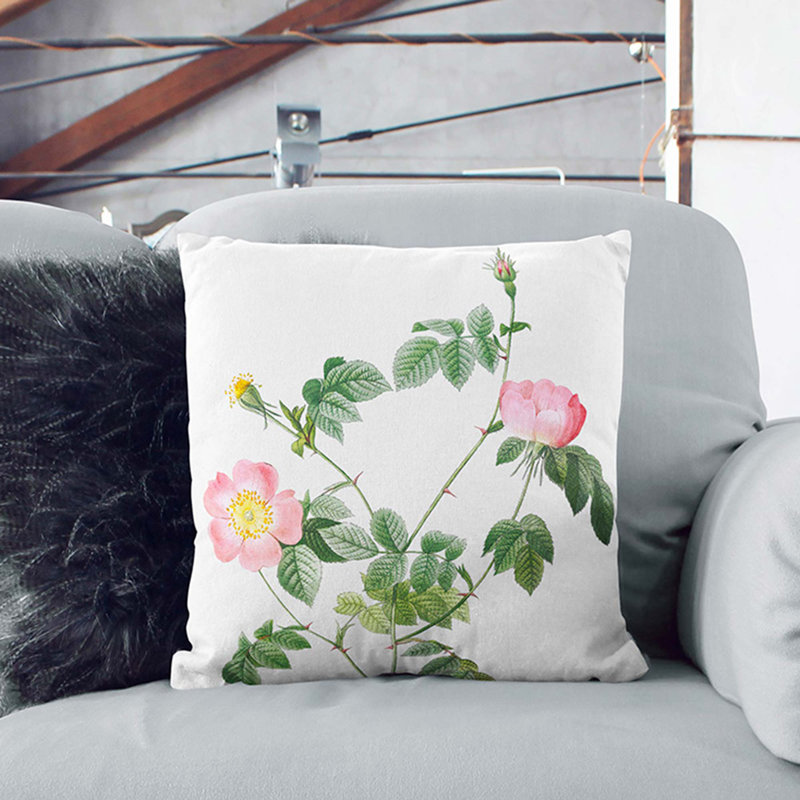 Floral Square Cushion, White, 55 x 55 cm