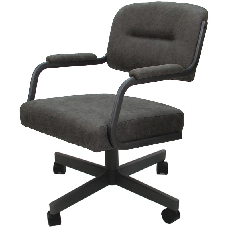Huriyyah Upholstered Metal Armchair, Gray, Watusi Aquatint