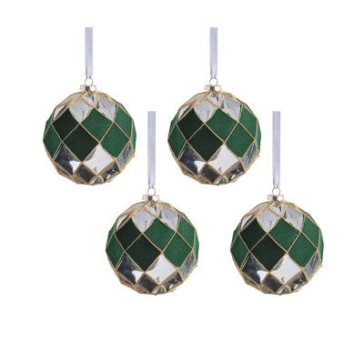Ornements en verre 4,75 "Messina Verde, ensemble de 4