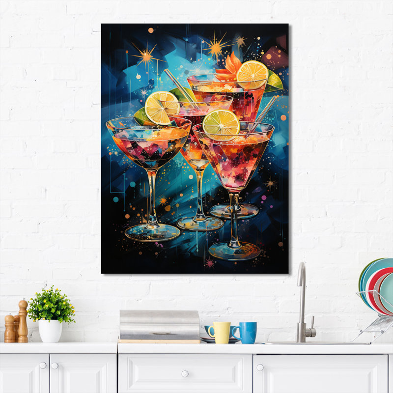 Dazire Cocktail Cocktail Confetti V sur toile, H 20 po x l 12 po x P 1 po, Toile tendue