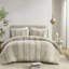 Édredon 3 pièces très grand / très grand taupe - Rembourrage alternatif 100% coton, garniture lavable au look moderne attrayant