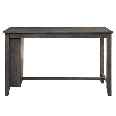 Table rectangulaire contemporaine à hauteur de comptoir avec tablettes - Pièce en bois gris pour la salle à manger