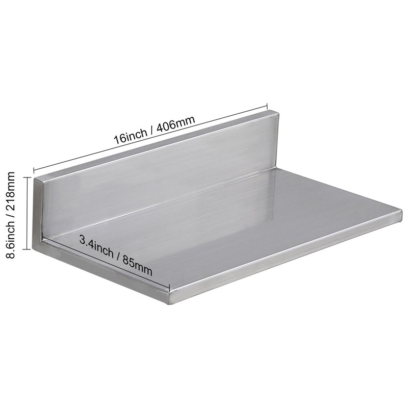 Tablette flottante en L en métal, H 3,4 po x l 16 po x P 8,6 po