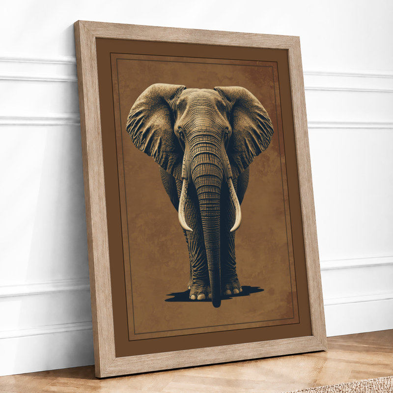 Elephant in Dignity Realism - Framed Print, Oak, A4 - 29.7 x 21.0 cm