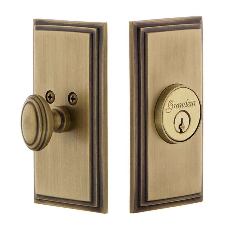 Carré Single Cylinder Deadbolt, 2.375", Vintage Brass