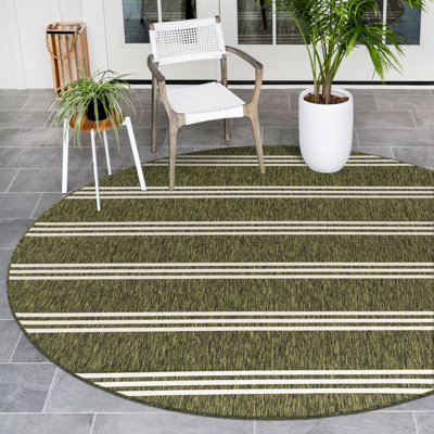 Round Striped 122cm X 122cm Area Rug