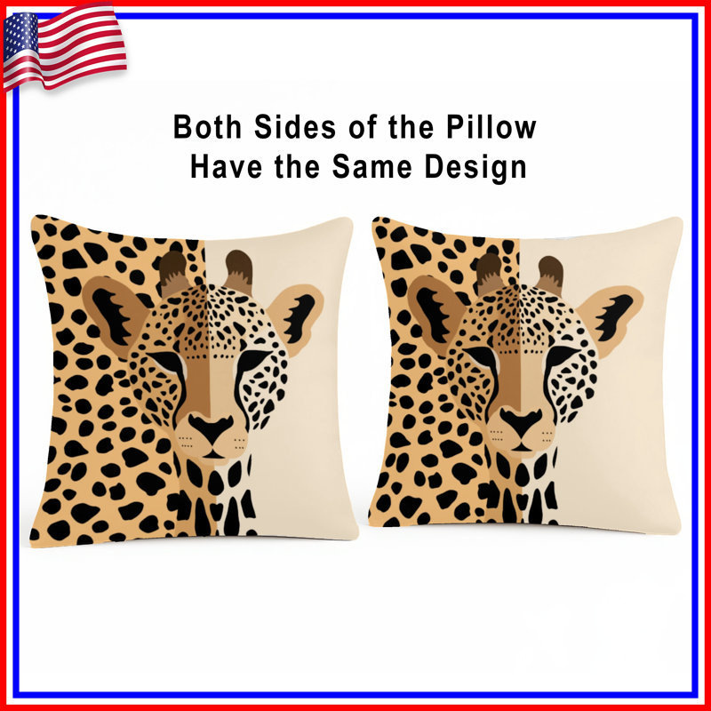 Coussins décoratifs Cheetah Illustration Art, 14 X 14 pouces