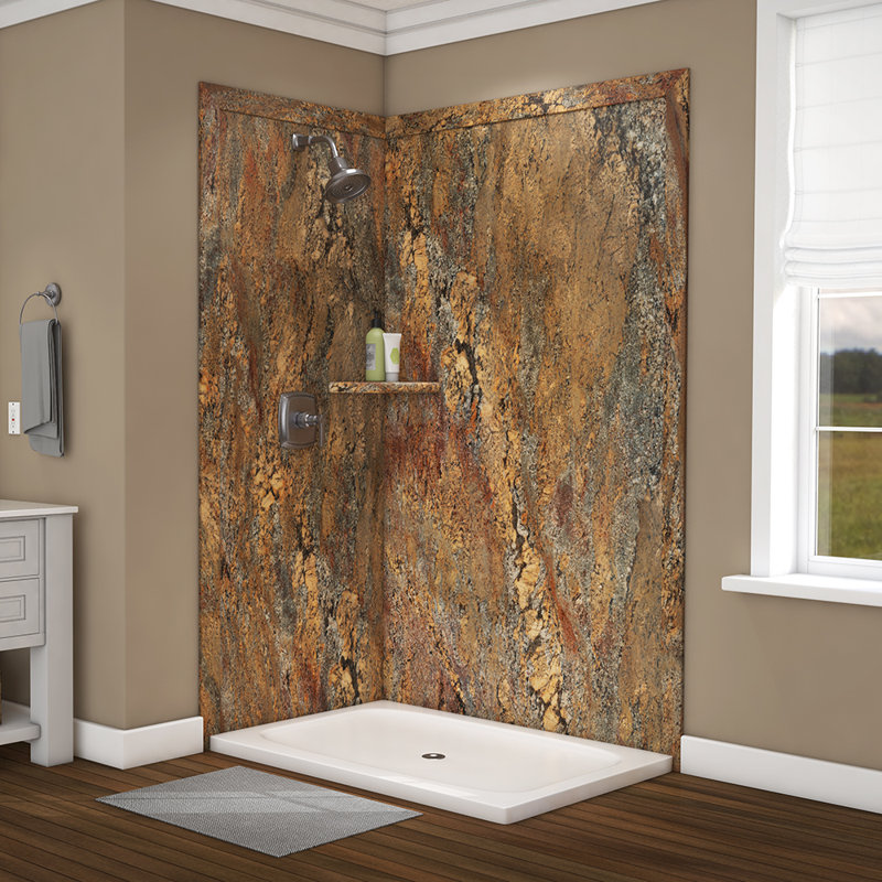 Bordure de douche à 2 panneaux FlexStone Elegance l 48 po x P 36 po x H 80 po Crema Bordeaux, Crème Bordeaux