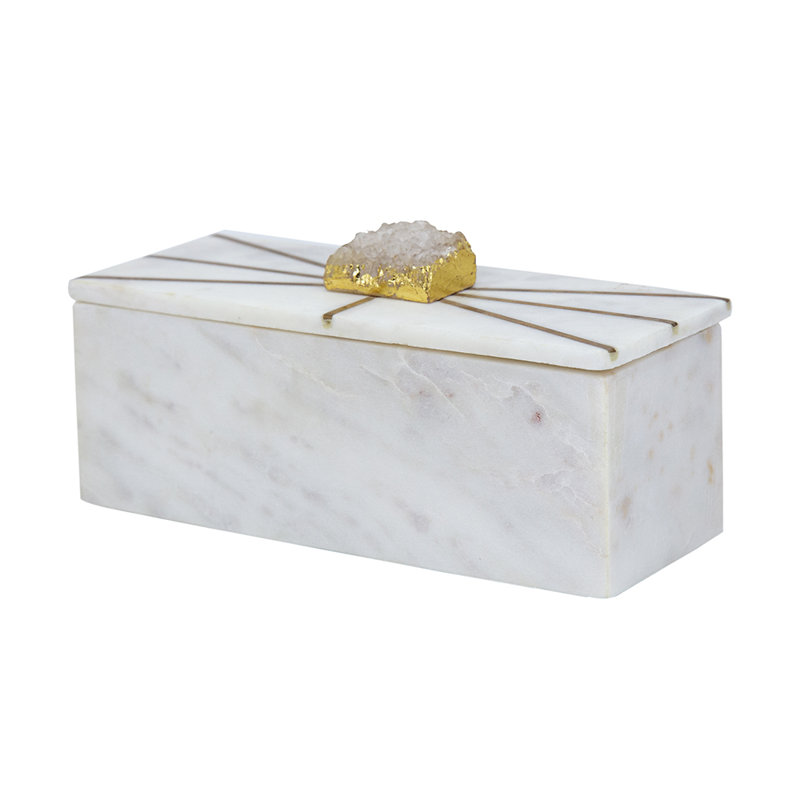Somersworth Decorative Box, 3" H x 7.5" W x 3" D, White