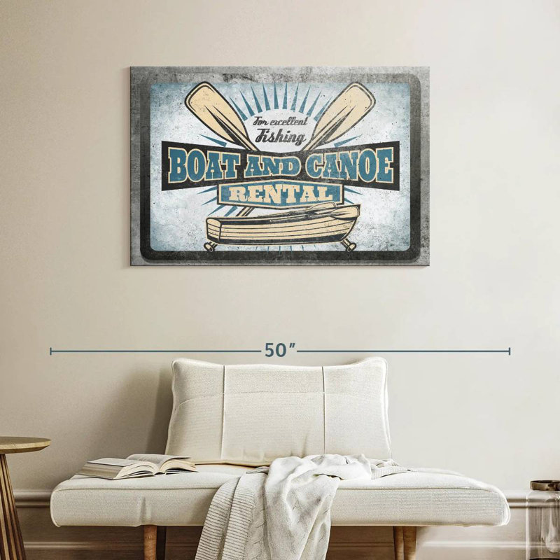 Plaque murale bateau et canot, H 26 po x l 39 po