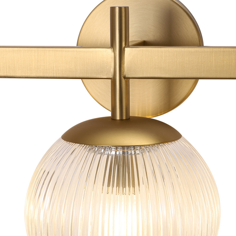 Contemporary Glam 3-Light Dew Fluted Glass Linear Armed Vanity Light, 10.6" H x 21.9" W x 7.1" D, 3 Lights