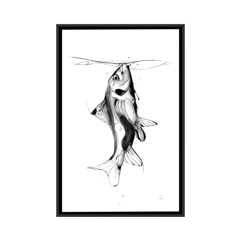 " Fish Fuel " by Alexis Marcou, 60" H x 40" W x 1.5" D, Black Framed Canvas, No Mat