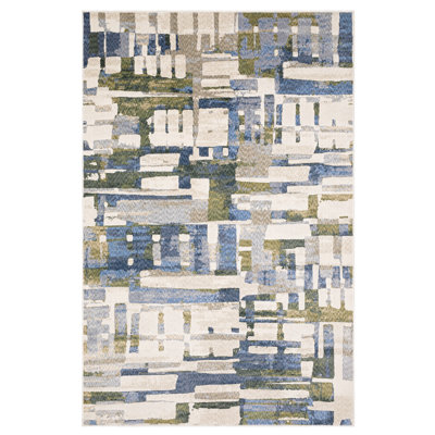 Holub Modern Geometric Blue/ Green Area Rug