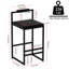 Ensemble de 2 tabourets de bar rembourrés en velours moderne avec repose-pieds et dossier pour la cuisine (noir et noir)-1526939057