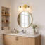 14 po Applique murale 2 lumières pour salle de bain moderne en verre doré