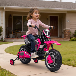 Motocyclette pour enfants de 12 à 8 ans de Mukidy avec pneus EVA sur roulettes, vélo électrique pour enfants de 3 à 8 ans, jouet de Noël à piles pour enfants, avec roues d'entraînement à la sécurité, suspension à ressort