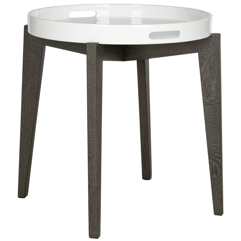 Ben Tray Top End Table, White and Brown