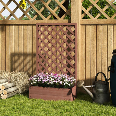 Jardinière en treillis surélevée, hauteur intérieure 10,5 po, bac à plantes brun 29,5 po x 13,25 po x 53,25 po, capacité de poids de 165 lb,